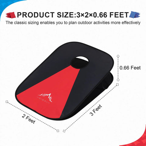 Portable Foldable Cornhole Boards Set 3 By 2 Feet With Carrying Case Quick Setup Lightweight And Stowable For Camping Beach Backyard Tailgate Grab And Go Outdoor Games highlighting size