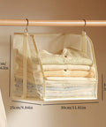 Premium Hanging Closet Organizer With Ultra Soft Fabric Shelves Designed As A Slick Space Saver For Home Storage And Dorm Rooms Knocks Out Clutter While Keeping Your Duds Fresh And Organized Hassle Free, displaying cream shelves with sweaters.