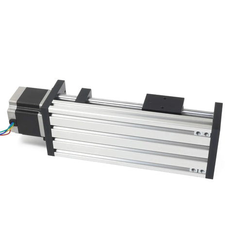 400mm Travel CNC Linear Stage Actuator With 1605 Ball Screw Double Optical Axis Rails Nema23 Stepper Motor side view