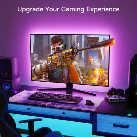LED Backlight Kit for 60-65 Inch TVs, 15 ft bias lighting, colorful gaming setup, sync on off with TV for immersive atmosphere