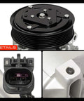 Top Shelf Air Conditioning AC Compressor With Clutch For Buick Lacrosse And Regal Featuring CVC Design PAG46 Fluid and Seven Groove Pulley close-up showing pulley, connector, and housing details.