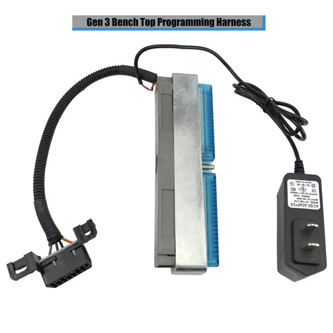 Gen 3 LS ECM Programming Bench Harness With Power Supply For GM Chevy 1999-2007 Vehicles OBD2 Port Tune Testing Tool 18 Gauge Wiring 12 Volt Bench Reader Diagnostic Module showing cable connectors and power adapter.