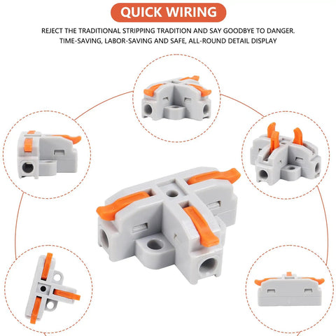 Fourteen Piece T Tap Lever Wire Connector Kit Three Way Electrical Wire Splitter Push In Quick Splitters with terminals shown