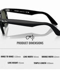 Wayfarer Classic Sunglasses Bundle With Eyewear Kit High Bridge Fit details showing product dimensions and side view.