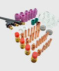 71Pcs Stubby TIG Torch Consumables Kit for WP17 WP18 WP26 Welders includes alumina nozzles, copper collets, glass cups