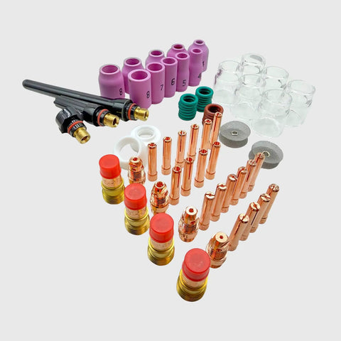 71Pcs Stubby TIG Torch Consumables Kit for WP17 WP18 WP26 Welders includes alumina nozzles, copper collets, glass cups
