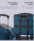 Underseat Carry On Luggage With Wheels Lightweight Softside Travel Bag 14.5 Inch Spinner Suitcase for Men and Women in Nautical Blue