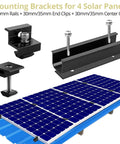 Aluminum Solar Panel Mounting Kit For 4 Panels With Four Point Seven Two Inch Rails And All End Clamps Center Clamps Wrench
