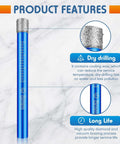 Front view of blue dry diamond drill bit, 6mm, round shank with diamond-coated tip