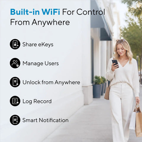 Bolt Pro WiFi Smart Deadbolt Lock With Apple Home Key Matter Support Biometric Fingerprint Reader auto unlock features on mobile.