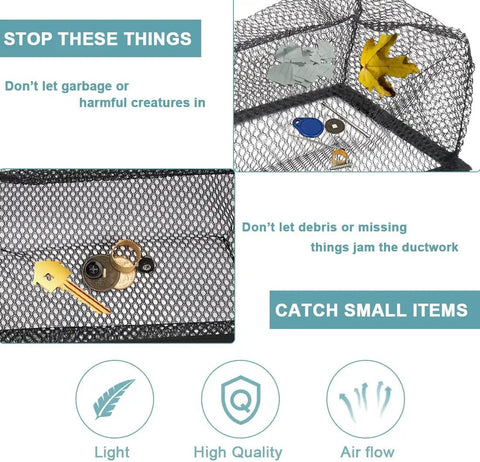 Floor Vent Trap Mesh Covers For 4x10 Floor Registers Pack Of 5 Debris Catchers with coins and keys illustration