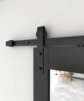 Close-up of hardware on Dope Mirrored Glass Sliding Barn Door In Black MDF With Hardware Kit And Door Handle Ready To Hang Pre Finished