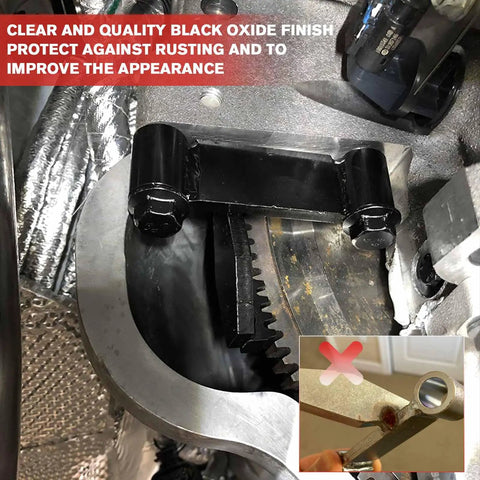 LS Flywheel Locking Tool For GM Rear Wheel Drive V8 Engines with black oxide finish installed on engine