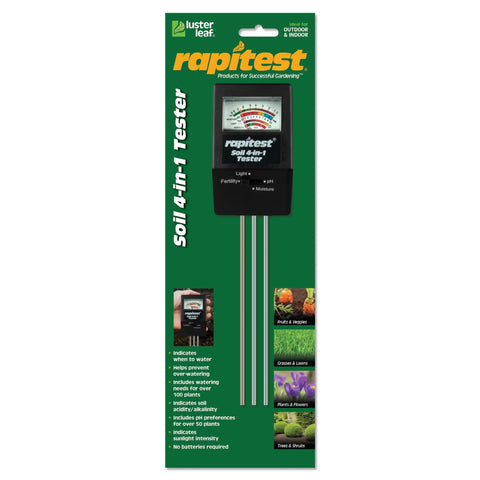 4 In 1 Soil PH Moisture Fertility And Light Tester For Gardens And Lawns With Stainless Probes No Batteries Required packaging