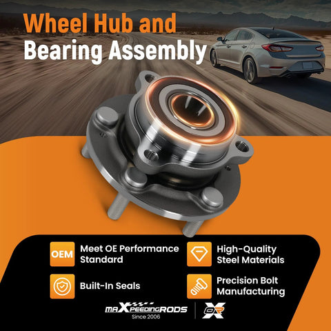 513420 Wheel Hub And Bearing Assembly For Hyundai Elantra Ioniq Kona Veloster And Kia Forte Niro Seltos 2017 To 2023 Front Wheel Drive And All Wheel Drive 5 Lug Beefy Drop In Upgrade displayed with steel materials and bolts