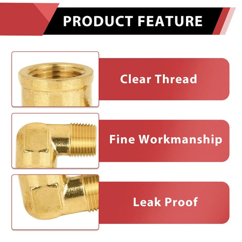 Pack Of Two Three Quarter Inch MNPT To Three Quarter Inch FNPT 90 Degree Barstock Street Elbow Brass Pipe Fitting product features
