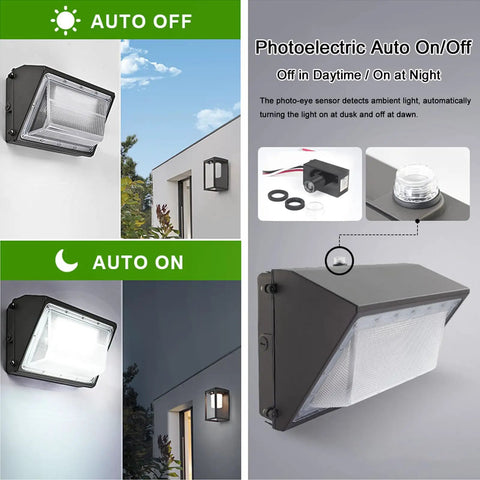 Three Pack Outdoor Photocell Sensor For Dusk To Dawn Lighting No Fuss 120 277V Photoelectric Switch on wall pack light