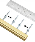 25 Pack Adjustable Cabinet Handles Gold Brass Drawer Pulls Center To Center Adjustable 1 To 4 Inches shown with ruler and screws