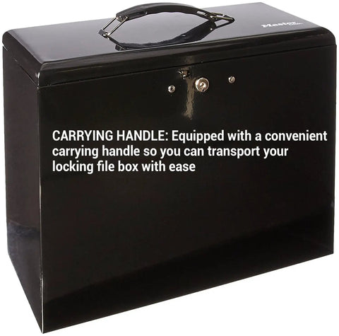 Secure Doc Box With Privacy Key Lock, Heavy Duty Steel Build, Large Capacity For Home Or Office, Easy Carry Handle 7148D