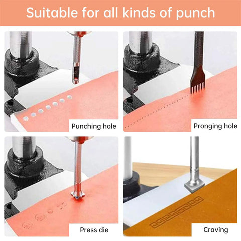 Heavy Duty Leather Hole Puncher Hand Punching Machine Manual Press Pro Grade Punch Tool For DIY Leather Craft Projects With Chuck PP Plate And Aluminum Plate For Precise Holes And Easy Stamping