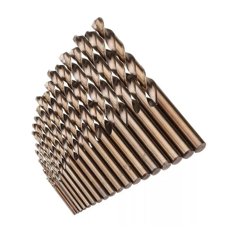 Heavy Duty 19 Piece HSS M35 Cobalt Twist Drill Bit Set For Metal And Aluminum Drilling With Straight Shank Deep Hole Machinist Tools Kit, set view