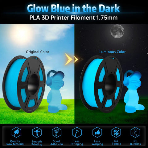 Sick Glow In The Dark PLA Filament For 3D Printing 1kg Spool Blue Hue Phosphorescent Blend That Glows Under UV Rays After Long Exposure Legit Drop For Creative Crafting And Sweet Night Displays