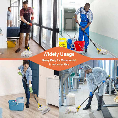 Heavy Duty Commercial Wet Mop With Long 60 Inch Stainless Steel Handle used for cleaning floors in various settings