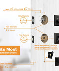 Diagram showing installation details of Oil Rubbed Bronze Double Door Handle Set With Dummy And Single Cylinder Deadbolt on door.