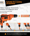 Image showing an orange hand drill with dry diamond drill bits suitable for various machines.