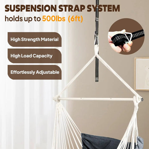 Hammock Chair With Foot Rest And Cushions For Ultra Cozy Comfort Supports Up To 500 Pounds Collapsible Spreader Bar Easy Storage