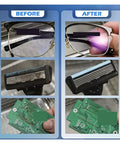 Before and after cleaning results using 1.3L Ultrasonic Cleaner Machine With Digital Heating And Timer For Jewelry Parts Degreasing.