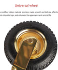 Heavy Duty 8 Inch Pneumatic Rubber Tires For Hotel Luggage Carts Smooth Rolling Brass Hub with gold plated finish and rubber tire.