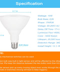 Radar Motion Sensor LED Flood Bulb Outdoor Use 15W 5000K Daylight PAR38 E26 Base 1500LM Dusk To Dawn 100W Equivalent 360 Degree Motion Detection Wide Coverage 2 Pack; spec view with dimensions
