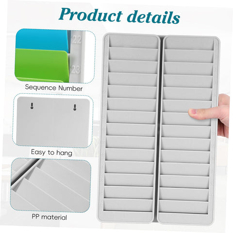 Heavy Duty 28 Slot Guest Room Key And Badge Organizer Rack showing compartments and sequence numbers for quick access.