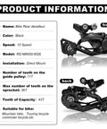 10 Speed Rear Derailleur Direct Mount With SGS Long Cage For Mountain Bikes RD M6000 SGS, front and back view specifications