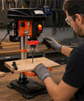 12 Inch Benchtop Drill Press With Laser Positioning And Digital Meter Variable Speed 0-45 Degree Tilting Table Compact Tabletop Drilling Machine in workshop