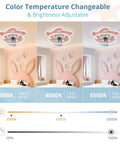Pink Cartoon Cute Flush Mount Ceiling Fan With Dimmable Lights For Kids Room, Low Profile Design, 6 Speeds, Quiet Oscillating Blades, Remote And App Control.