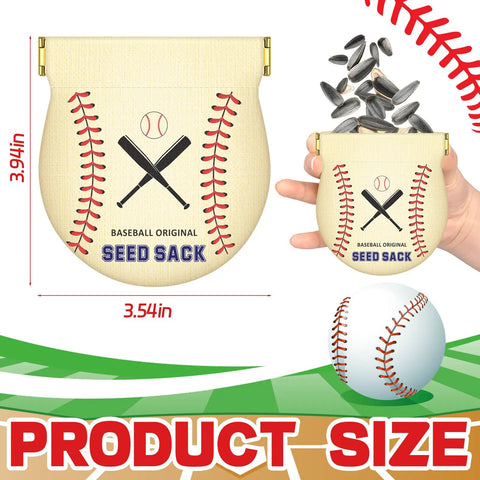 12 Pack Mini Baseball Snack Bags With Squeeze Tops Canvas Treat Bags For Team Gifts, 3.54x3.94 inches, holding sunflower seeds.