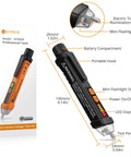 Voltage Tester 12 To 1000V AC Electric Pen With LED Flashlight Non Contact Detection For DIY Home Projects And Go To Pro Electric Work Built In Live Wire Alarm And Easy Audible Alerts, 156mm black and orange