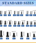 Standard sizes of Built Tough Black Carbon Steel Phillips Pan Head Machine Screws 1200 Piece Heavy Duty Tiny Bolt Assortment.