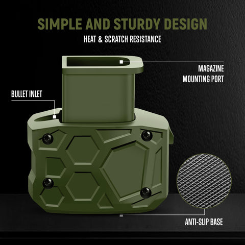 Plastic Magazine Speed Loader For 9mm And 40sw Quick And Pain Free Reload Reduces Hand Strain Jam Free Feeding shown in green