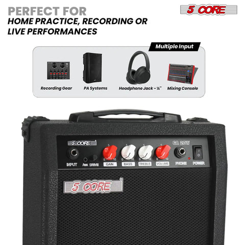 20W Portable Electric Guitar Amp With A 6.5 Inch Speaker, Headphone Output, Gain Control, Compact Practice Amp For Guitars.