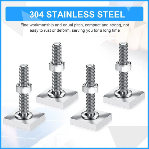 12 Pack M6 35mm T Slot Bolts with square heads for roof rack stainless steel, heavy duty kit with nuts and washers, displayed upright.