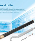 No Sweat Wood Lathe Hollowing Tool With Replaceable Tungsten Alloy Blade and Comfy Aluminum Handle on blue background.