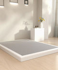 King Size Low Profile Box Spring Heavy Duty Metal Bed Base With Beefed Up Steel Frame And Easy Snap Together Setup For Ultimate Premium Sleep Quality in a modern bedroom.