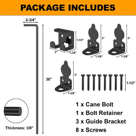 Tough As Nails 36 Inch Cane Bolt Drop Rod For Gate Security Latch Corrosion Resistant Steel Rock Solid Outdoor Installation No Fuss Setup For Barn Or Fence Gates Daily