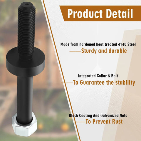 Treehouse Perch Hardware Kit With 1.25 By 6 Inch Black 4140 Steel Bracket And 3 By 1 Inch Collar Galvanized Hex Nut All In One Tree Fort Attachment Bolt Set For Easy Assembly