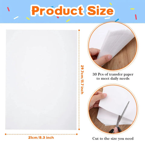 30 Pack Graphite Transfer Paper For Tracing And Copying Lines On Canvas And Wood 8.5 X 11 Inches White Erasable Carbon Paper Set