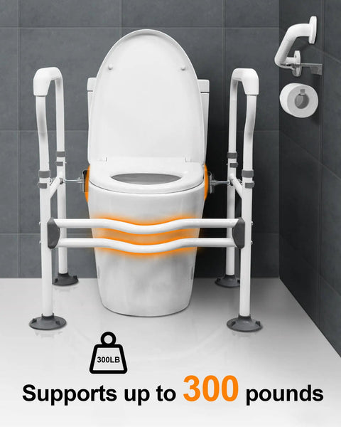 Toilet Safety Rails With Adjustable Handles And Grab Bars For Elderly And Handicap, 300 Lbs Capacity around standard toilet