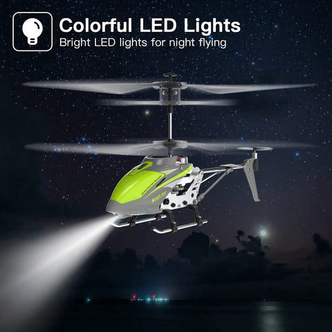 Mini RC Helicopter With Gyro And Altitude Hold, One Key Take Off And Landing, 2.4GHz Remote Control Drone with LED lights on at night